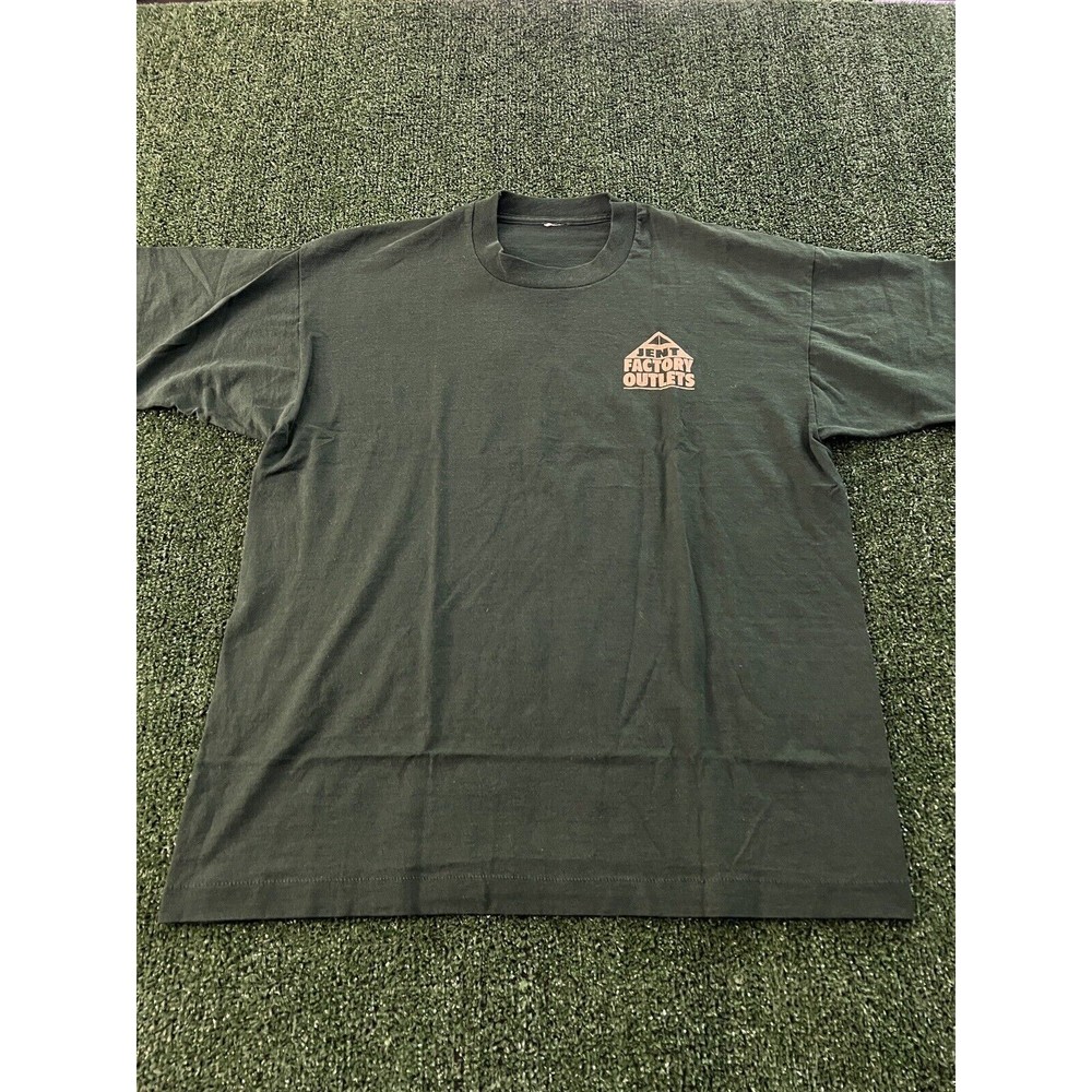 VTG Jent Factory Outlets Tie Factory Green XL T Shirt Single Stitch